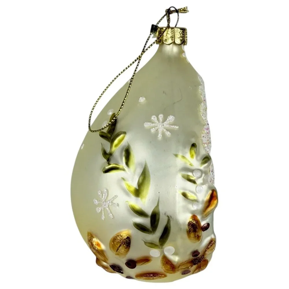 Handblown Christmas Tree Ornament St Nick Santa Claus Ornament Glitter‎ Accents